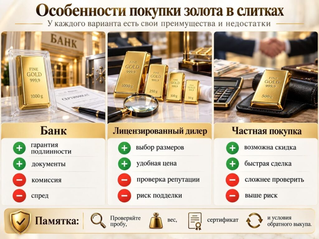 Особенности покупки золото в слитках